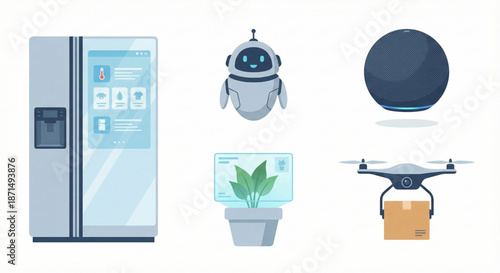 Collection of diverse smart technology devices illustrating modern home automation and internet of things concepts