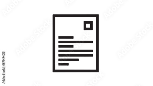 Black Document Icon on White Background