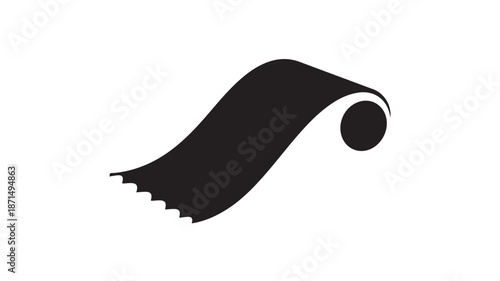 Black Toilet Paper Roll in Simple Minimalist Design with Clean White Background for Hygiene Products