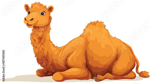 Cheerful Cartoon Camel Posing and Smiling on White Background