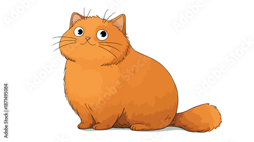 Adorable Cute Cat Cartoon Vector with Outline Isolated on White Background