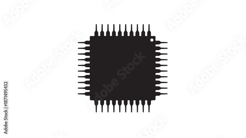 Microchip Processor in Minimalist Design with High Contrast Lighting on Isolated White Background for Technology Advertising