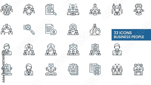 Infographic icons of business people and teamwork concepts
