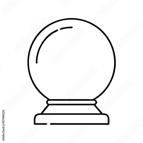 Minimalist line art icon of a crystal ball used for divination and fortune-telling Vector