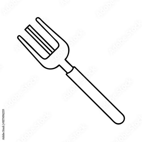 Minimalist outline illustration of a durable three-tined fork, suitable for gardening or kitchen tasks Vector