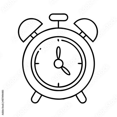 Classic analog alarm clock doodle illustration representing time and punctuality Vector