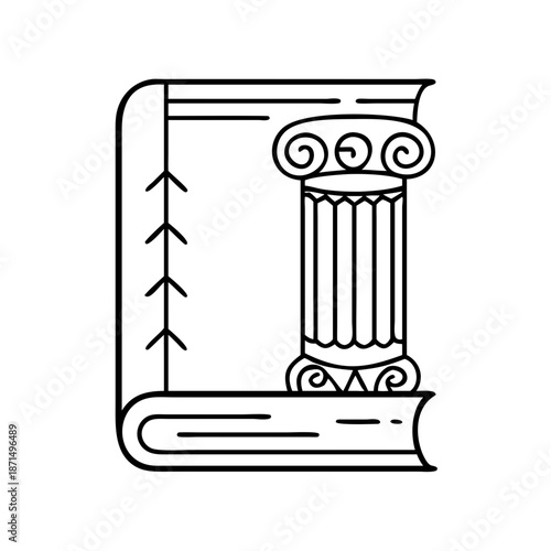 Illustration of knowledge and law represented by an open book and an ionic column Vector