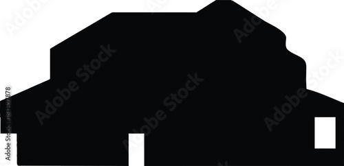 Black silhouette of a residential house or family home building structure for real estate business logo architecture construction concept design element isolated object icon symbol sign.