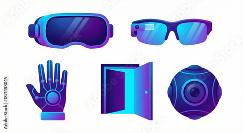Virtual Reality and Augmented Reality Technology Icons