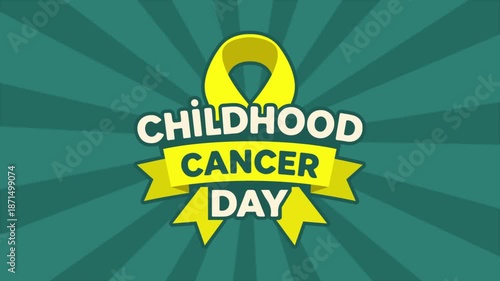 Childhood Cancer Day ribbon logo typography, art video illustration.