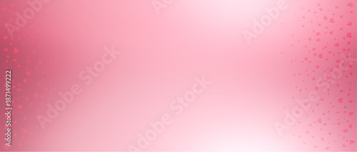 Abstract Valentine's day blur soft gradient pink color in panoramic background with heart shape, bannner, empty place for text