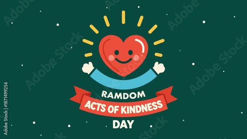 Random acts of kindness day heart typography, art video illustration.