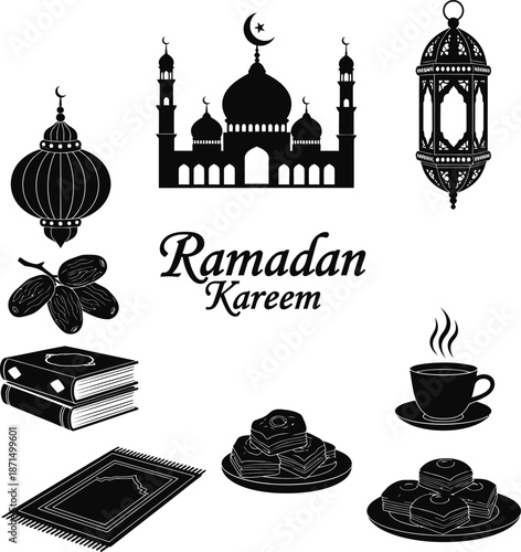 Ramadan kareem eid mubarak islamic holy month of ramadan festive elements
