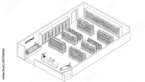 Data center server room storage facility.