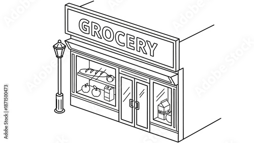 Grocery store front line art.