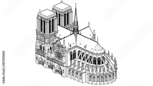 Notre Dame Cathedral Paris France Gothic Architecture.