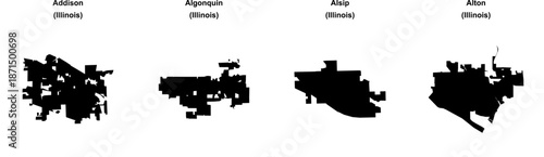 Addison, Algonquin, Alsip, Alton outline maps