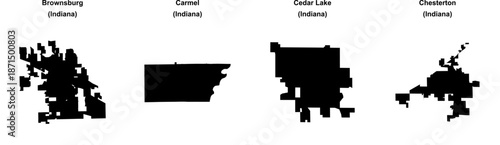Brownsburg, Carmel, Cedar Lake, Chesterton outline maps