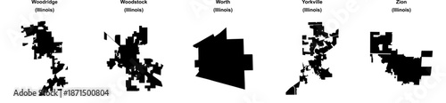 Woodridge, Woodstock, Worth, Yorkville, Zion outline maps