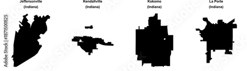 Jeffersonville, Kendallville, Kokomo, La Porte outline maps