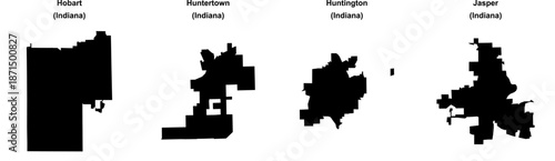 Hobart, Huntertown, Huntington, Jasper outline maps