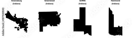 Greensburg, Greenwood, Griffith, Hammond outline maps
