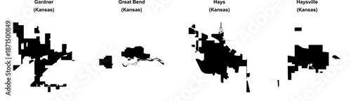Gardner, Great Bend, Hays, Haysville outline maps