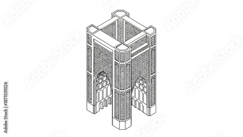 Gothic architectural column ornate tower detail architectural element.