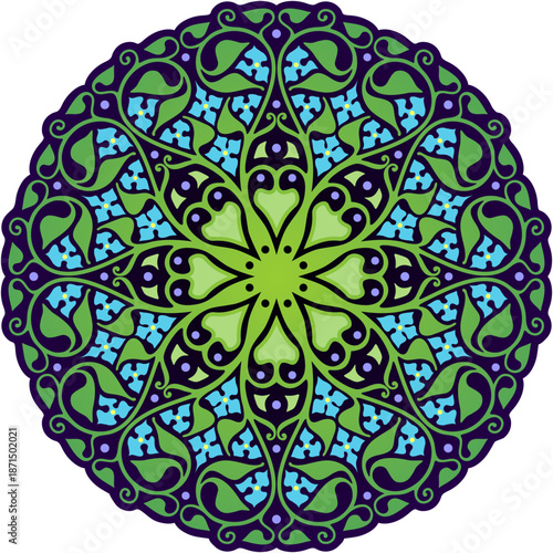 Nature mandala, with leaves and flowers