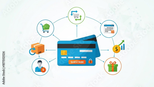 Online payment and subscription services with various icons