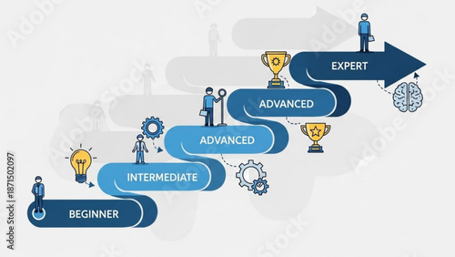 Business skill levels progression from beginner to expert