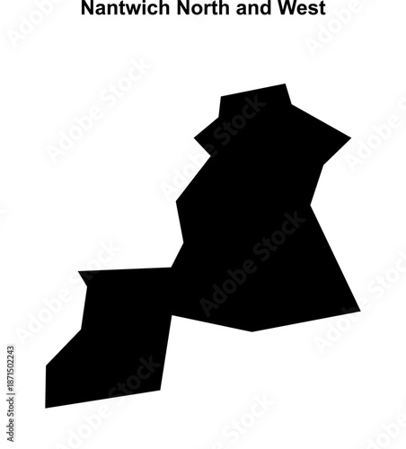 Nantwich North and West (England) blank outline map