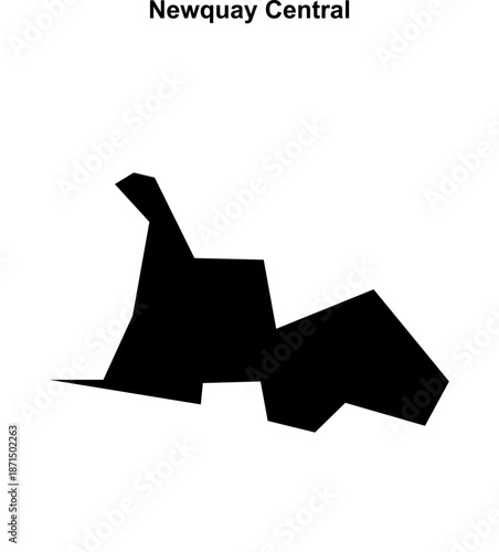 Newquay Central (England) blank outline map