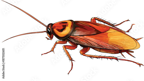 Exhausted Cartoon Cockroach on White Background Vector Illustration