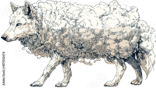 Wolf in Sheep's Clothing Vector on White Background for Design Projects