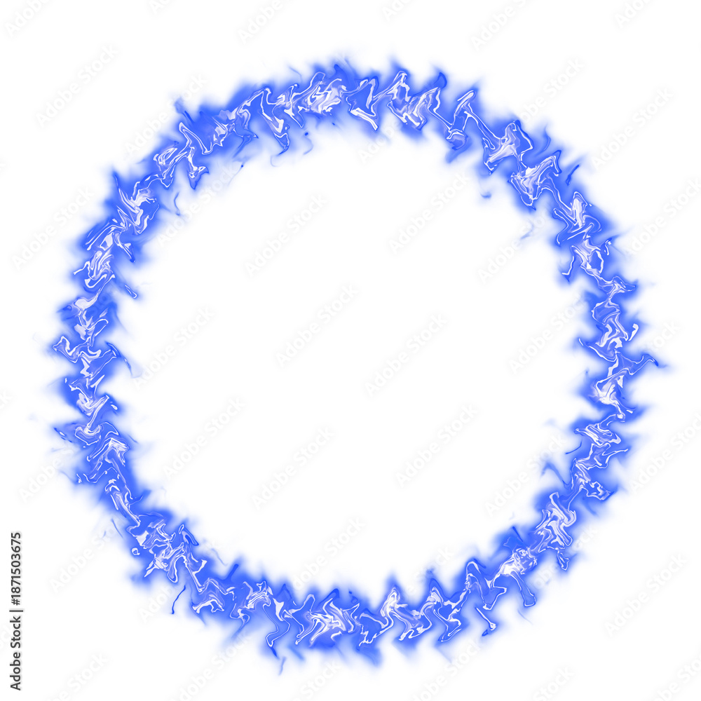 Fototapeta premium Blue circle fiery energy effect isolated on white background