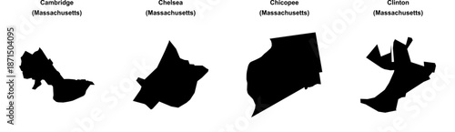 Cambridge, Chelsea, Chicopee, Clinton outline maps