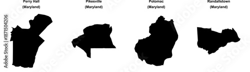 Perry Hall, Pikesville, Potomac, Randallstown outline maps