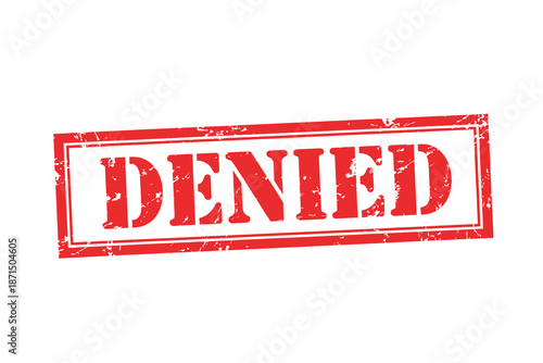 Red denied stamp on white background with distressed texture