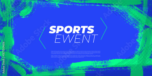 Abstract sport cover or poster design with dynamic brush stroke illustration. Modern vector energetic template for sports events, fitness promotions, tournaments, flyers, banners, advertising layouts.