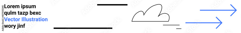 Obraz premium Cloud computing, data transfer, networking, internet connectivity, information exchange, digital workflow. Abstract cloud with arrows pointing right. Cloud computing and data transfer concept