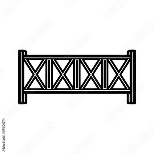 Architectural railing with X-shaped pattern, symbolizing structure and design