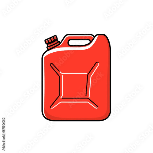 Vibrant red fuel can, a robust and portable container for safely storing and transporting essential flammable liquids, symbolizing emergency energy supply, automotive readiness, and travel provisions