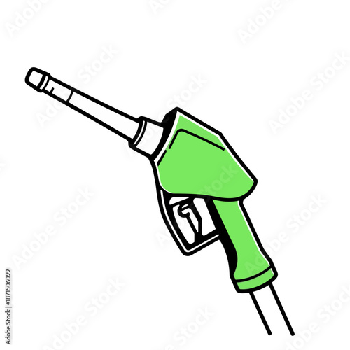 Vibrant green fuel pump nozzle graphic, a clear concept symbolizing energy, vehicle power, and the essential act of refueling for modern transportation
