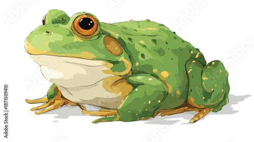 Adorable Cartoon Frog Illustration on White Background with Outline