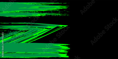 Green and black brush Car sticker wrap pattern banner abstract sporty lines black orange color combination grunge brush modern pattern racing motorsport vector design.
