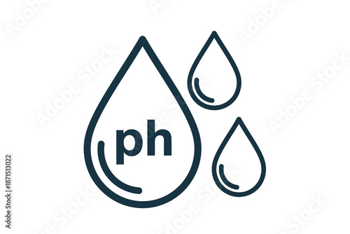 Vector illustration of ph level symbol with water droplets on white background