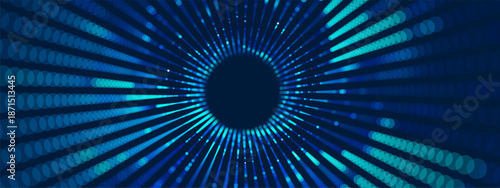 Tunnel abstract with portal digital and techno concept for hardware perspective or cosmic illustration design. Black processor CPU and nano grid with material 3D circuit and code board wallpaper.