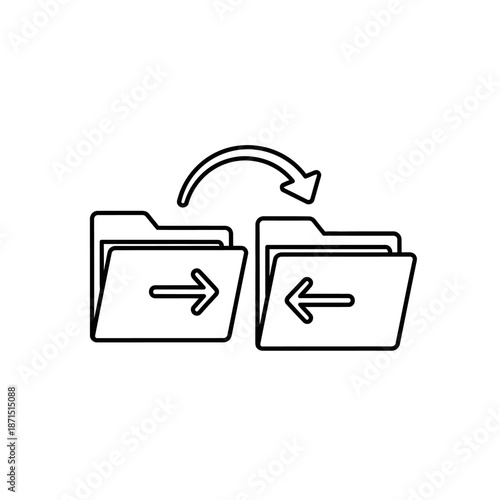 Digital File Transfer and Backup Concept with Two Moving Folders Illustration