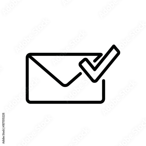 Digital Email Notification Icon with Checkmark for Communication and Messaging Apps
